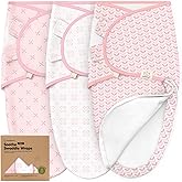 Baby Swaddle Sleep Sacks with Zipper - 3-Pack Swaddles for Newborns 0-3 Months, Infant, Baby Girls, Boys, Soft & Durable Newborn Sleep Sack, Easy Diaper Change Swaddling Blanket (Blossom, OS)
