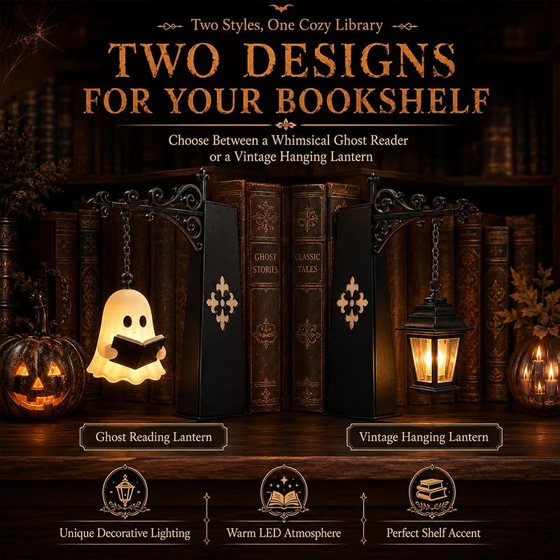 2 pièces Lampe Halloween, Lampes de Livres pour étagère