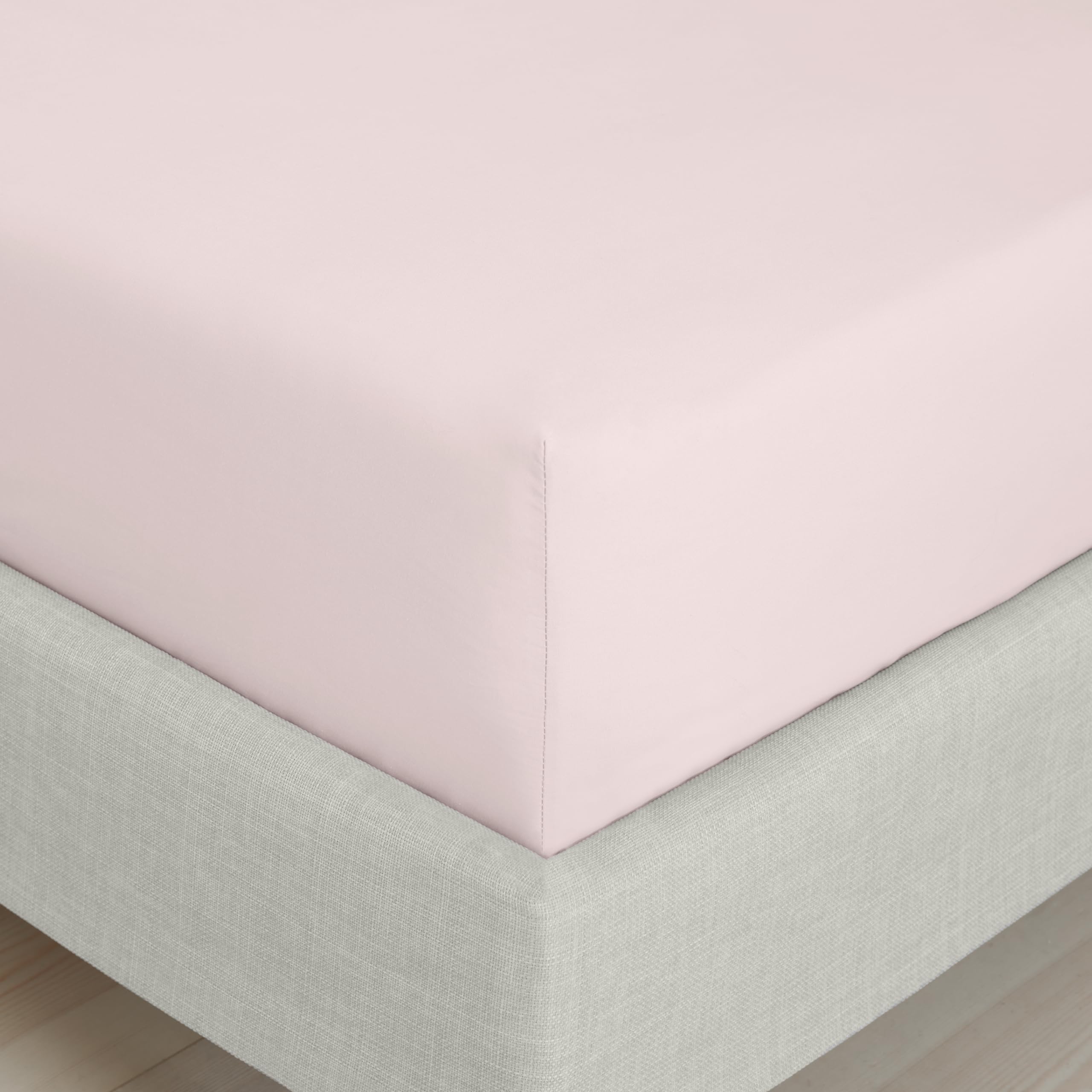 Bianca Fine Linens Bedroom 200 Thread Count Cotton Percale Single Fitted Sheet 32cm Depth Blush Pink