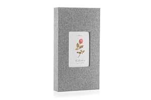 HENPISEN Photo Album 4x6 with 300 Pockets, Slip-in Picture Albums, Linen Cover Memory Book with Front Window, Vertical Photo Book for Wedding, Family, Anniversary, Baby, Vacation(Grey)