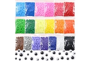 TOAOB THE ONE AND ONLY BABY TOAOB 1900pcs Approximately 1cm Assorted Pom Poms Multi Color Fuzzy Small Pompoms Balls Art Supplies with Wiggle Eyes for DIY Crafts Decorations