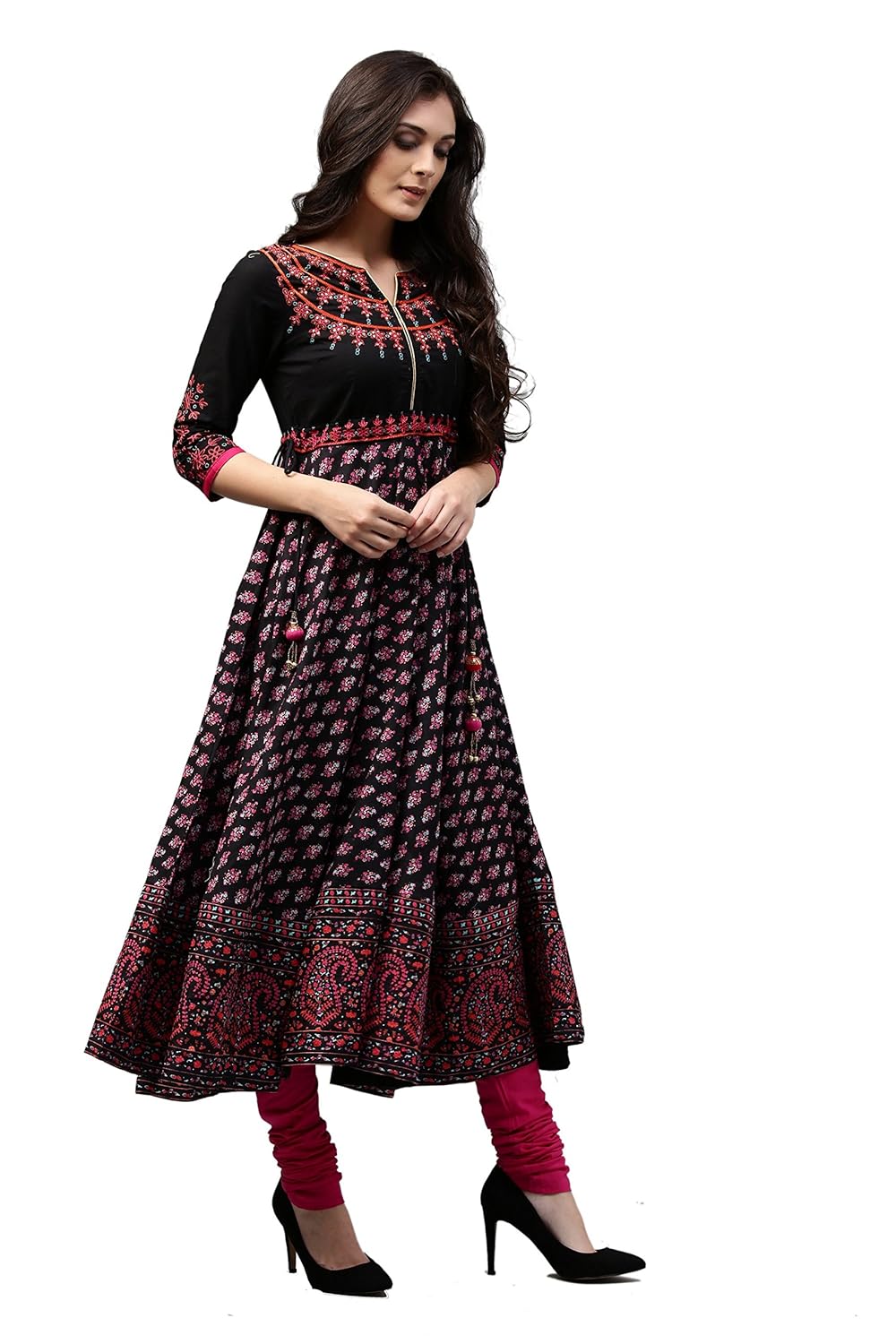 rain and rainbow women's anarkali cotton salwar suit (pack of 3)