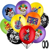 50 Pack Day of The Dead Balloons Dia De Los Muertos Skull Decorations | 12 Inches Halloween Latex Balloons, Dia De Los Muertos Party Decor, Mexican Fiesta Party Supplies
