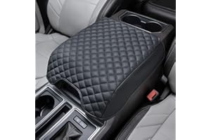 PIMCAR Center Console Cover Compatible with Ford 2015-2020 F150, 2017-2022 F250 F350 F450, 2018-2024 Expedition Interior Accessories Custom PU Leather Armrest Cushion Protector (Bucket Seat Only)