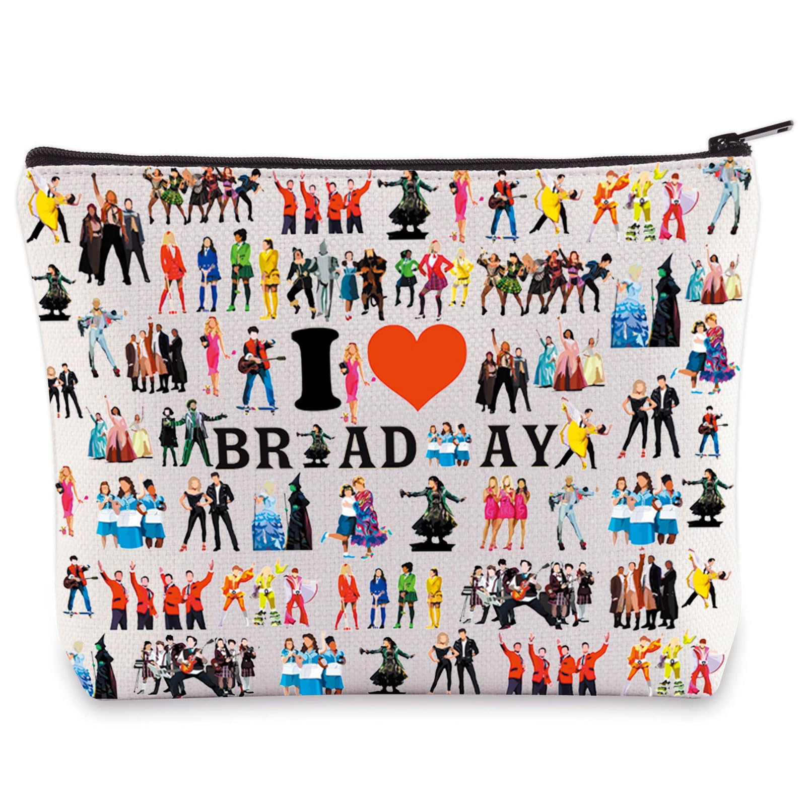 WZMPA Broadway Musical Character Cosmetic Makeup Bag - Theatre Fans Gift: You Are Braver Stronger Smarter Than You Think Zipper Pouch Bag, I Love Broadway — image 1