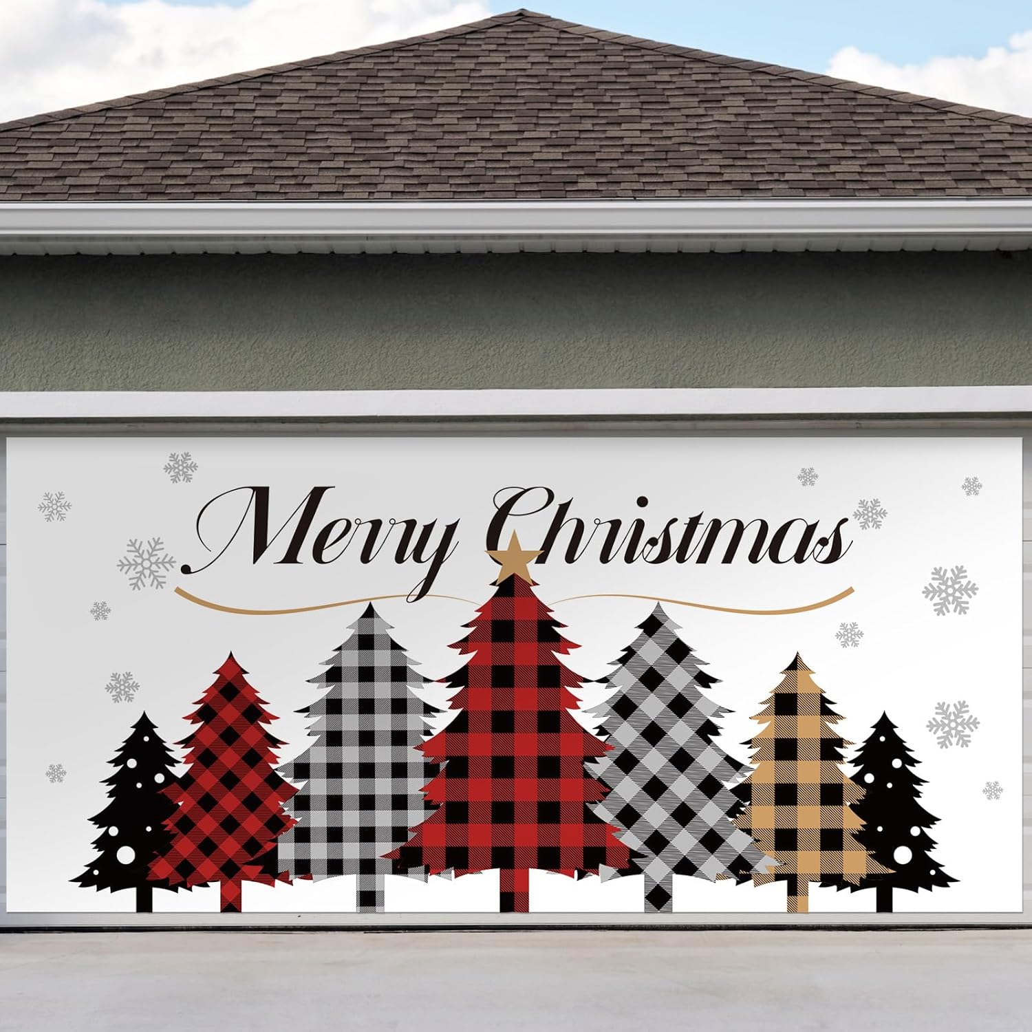 Garage Door Decorations - Christmas Banner Garage Door Decorations Christmas Backdrop Decoration Winter Large Door Cover Decoration Indoor Outdoor for Christmas Holiday Party Supplies (Christmas Tree)
