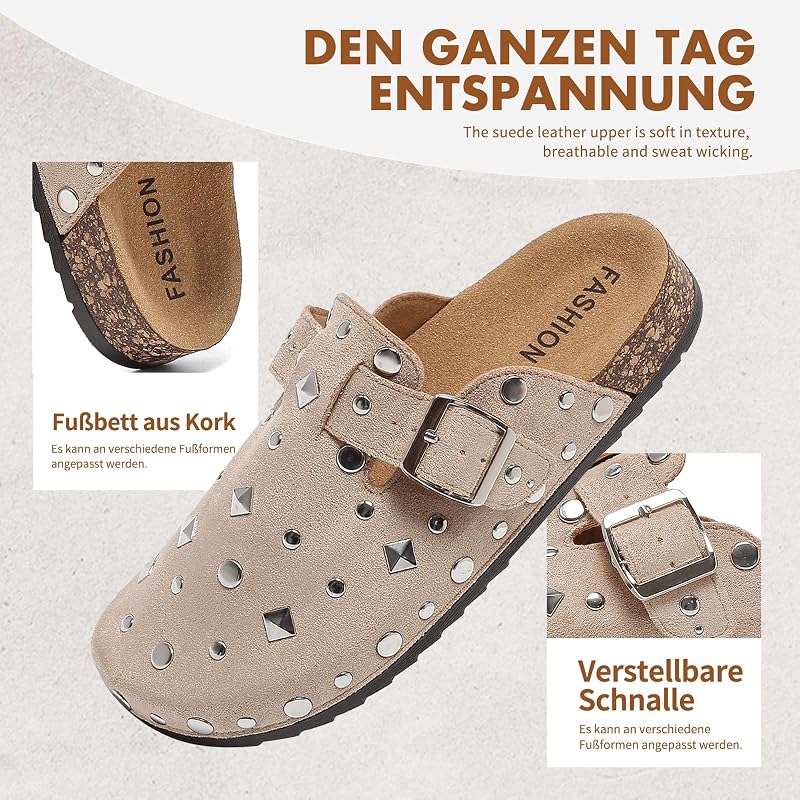 Sabot Femme Mules et Sabots Homme Confortables Unisexe Sabots en Daim