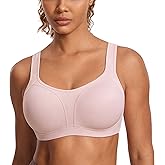SYROKAN Women's High Impact Underwire Sports Bra High Support Large Bust Padded Adjustable Straps Running Bra