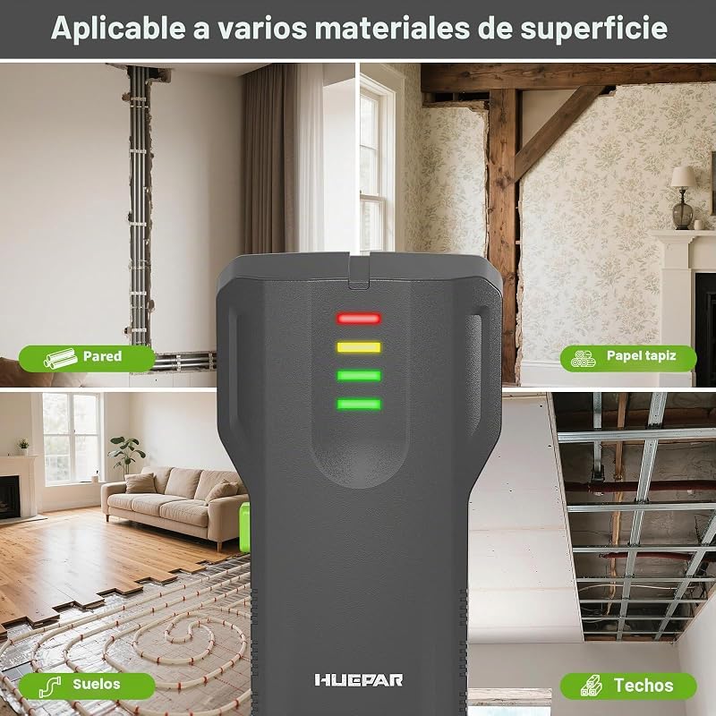 Detetor de madeira e tubos, com luz indicadora LCD em quatro níveis e campainha