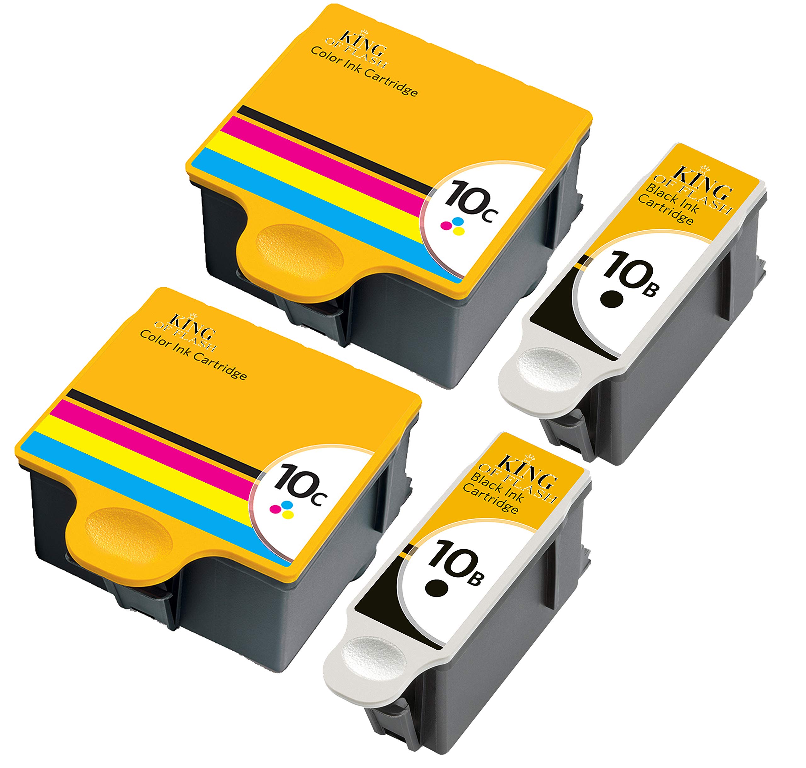 KING OF FLASH Compatible Ink Cartridge 10 10B 10C XL (2 Black 2 Colour) Replacement for Kodak EasyShare 5100 EasyShare 5300 EasyShare 5500 ESP 3 ESP 3250 ESP 5 ESP 5210 ESP 5250 ESP 7