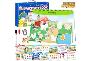 Popsunny Busy Activity Book for Toddlers 3-5 Years Old, Preschool Learning Activities Book with Storage Bag, Kids Educational Sensory Toys for Boys Girls