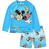 Disney Mickey Mouse Boys UPF 50+ Rash Guard and Swim Trunks Swimsuit for Infant, Toddler, and Big Kids
