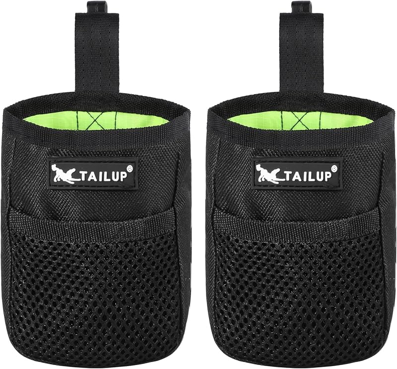 Lanjue 2 Pieces Small Dog Treat Bags 600D Oxford Waist Belt Clip Pouch