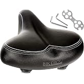Bikeroo Wide Cruiser Saddle - Comfort Seat Fits Indoor &amp; Outdoor Bicycles - Steel Spring &amp; Elastomer Suspension - Memory Foam