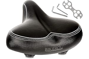 Bikeroo Wide Cruiser Saddle - Comfort Seat Fits Indoor & Outdoor Bicycles - Steel Spring & Elastomer Suspension - Memory Foam