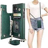 Bocasal Crossbody Wallet Case for iPhone 11 with Card Holder,Zipper Card Slot Protector Shockproof Purse Cover with Removable Cross Body Strap 6.1 Inch(Green)
