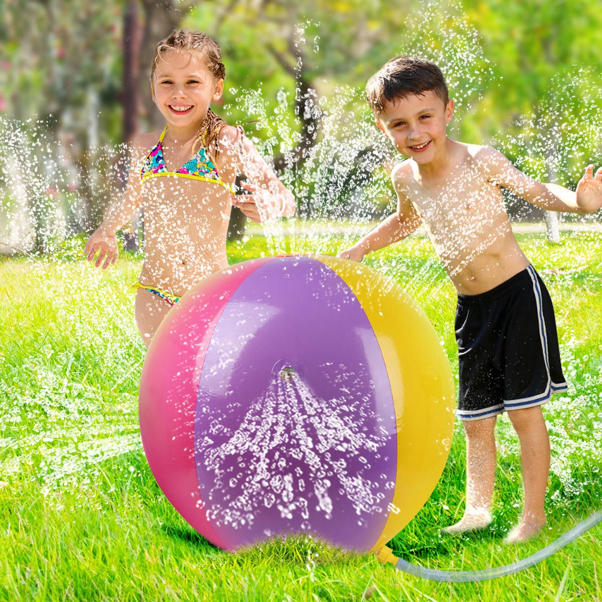 IBaseToy Sprinkler For Kids 32 Large Rainbow Beach Ball Sprinkler