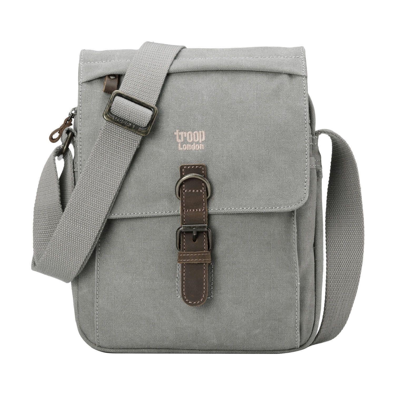 Troop London TRP0211 Classic Canvas Across Body Bag Ash Grey