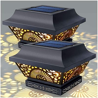 Buy Denicmic Solar Post Lights 2 Pack Solar Post Cap Lights Outdoor Waterproof Metal Warm White Led Lighting 25 Lumen For 3 5x3 5 4x4 5x5 Wooden Fence Posts Deck Rail Yard Patio Garden