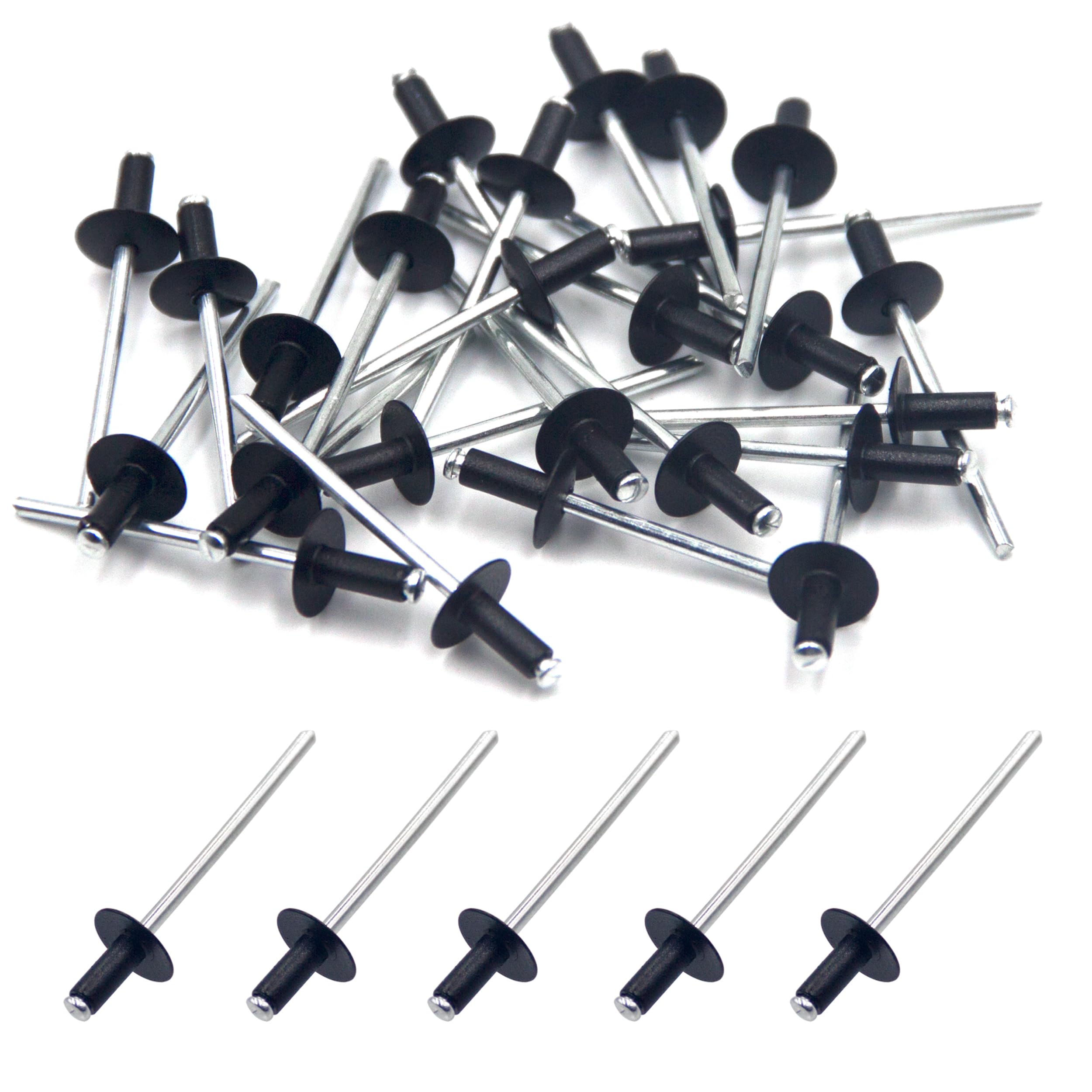 BESTYCHAO 50pcs Aluminum Blind Rivets with Large Flange 3.2mm x 8mm, Pack of 50 (Black) — image 1