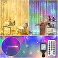 Brightown Curtain Lights 9.8X9.8 Feet 300 LED 11 Lighting Modes with Remote Control 2 Colors Hanging String Fairy Lights for Wall Bedroom Window Party Backdrop Lighting (Without Curtain)