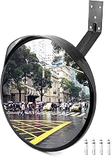 QWORK 12" Convex Traffic Mirror Wide Angle Safety Security Mirror w/ Bracket view 2