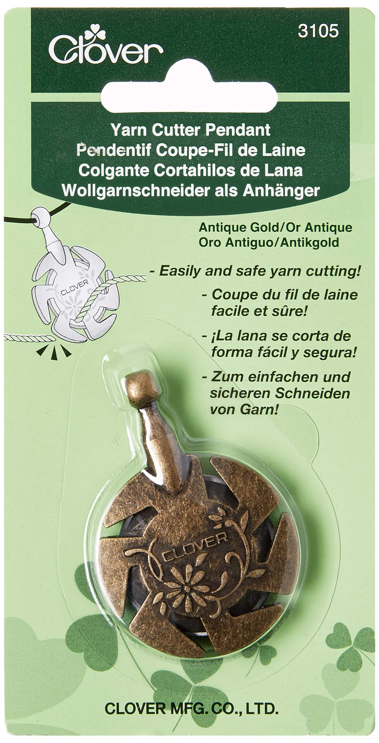 clover 3105 Yarn Cutter Pendant Antique Gold, 2.76 x 8.35 x 14.44 cm