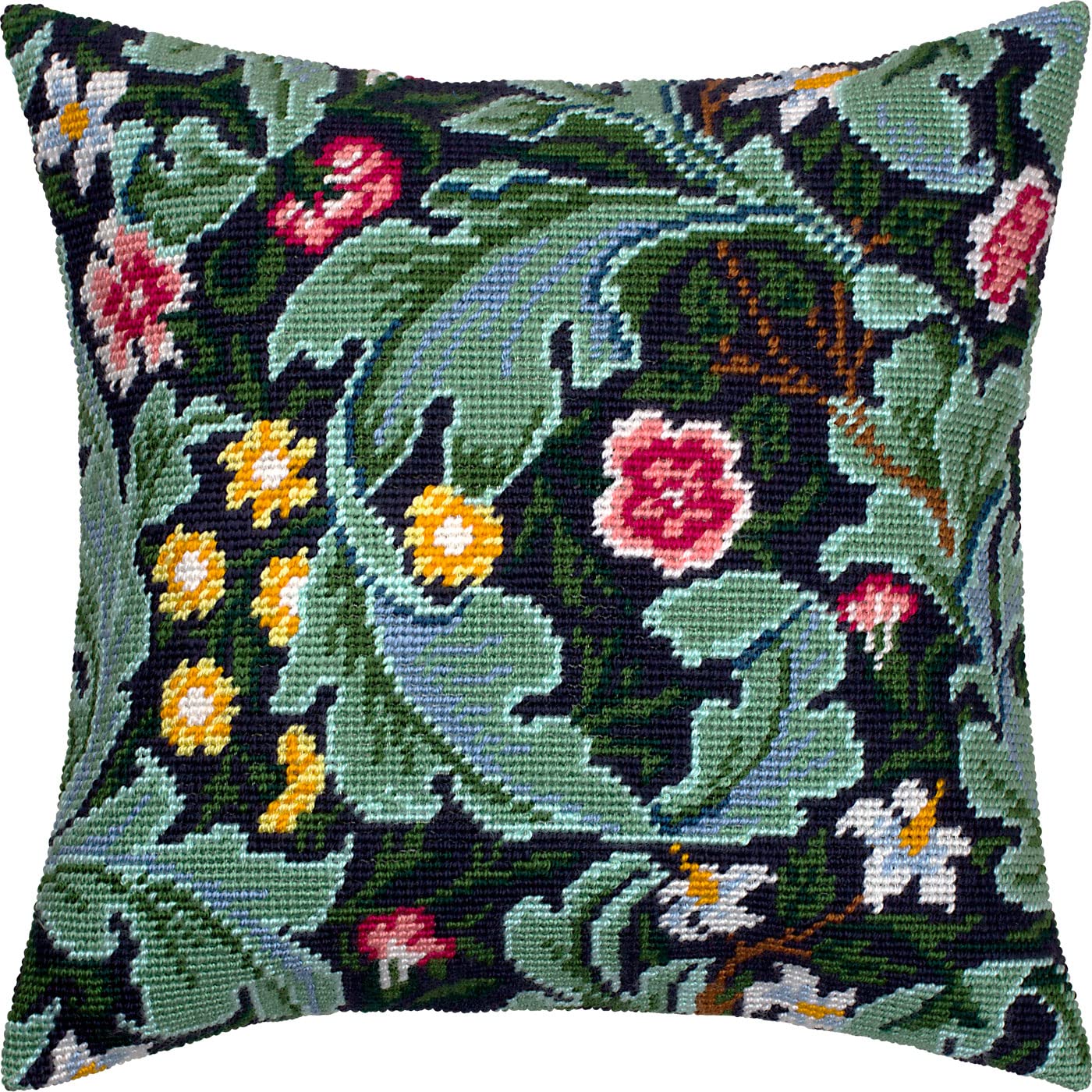 Brvsk Leicester. Stamped Cross-Stitch Kit w/Printed Tapestry Canvas (40 × 40 cm) — Stamped Cross-Stitch Cushion Kit for Creative Home Décor — Needlework Kit for Adult Beginners