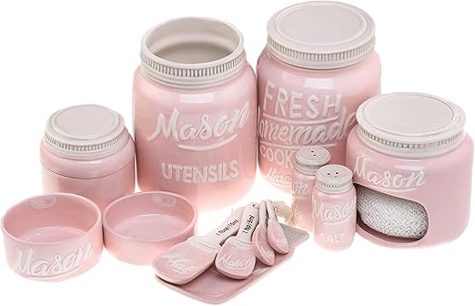 Amazon Com Goodscious Pink Ceramic Kitchen Mason Jars Vintage