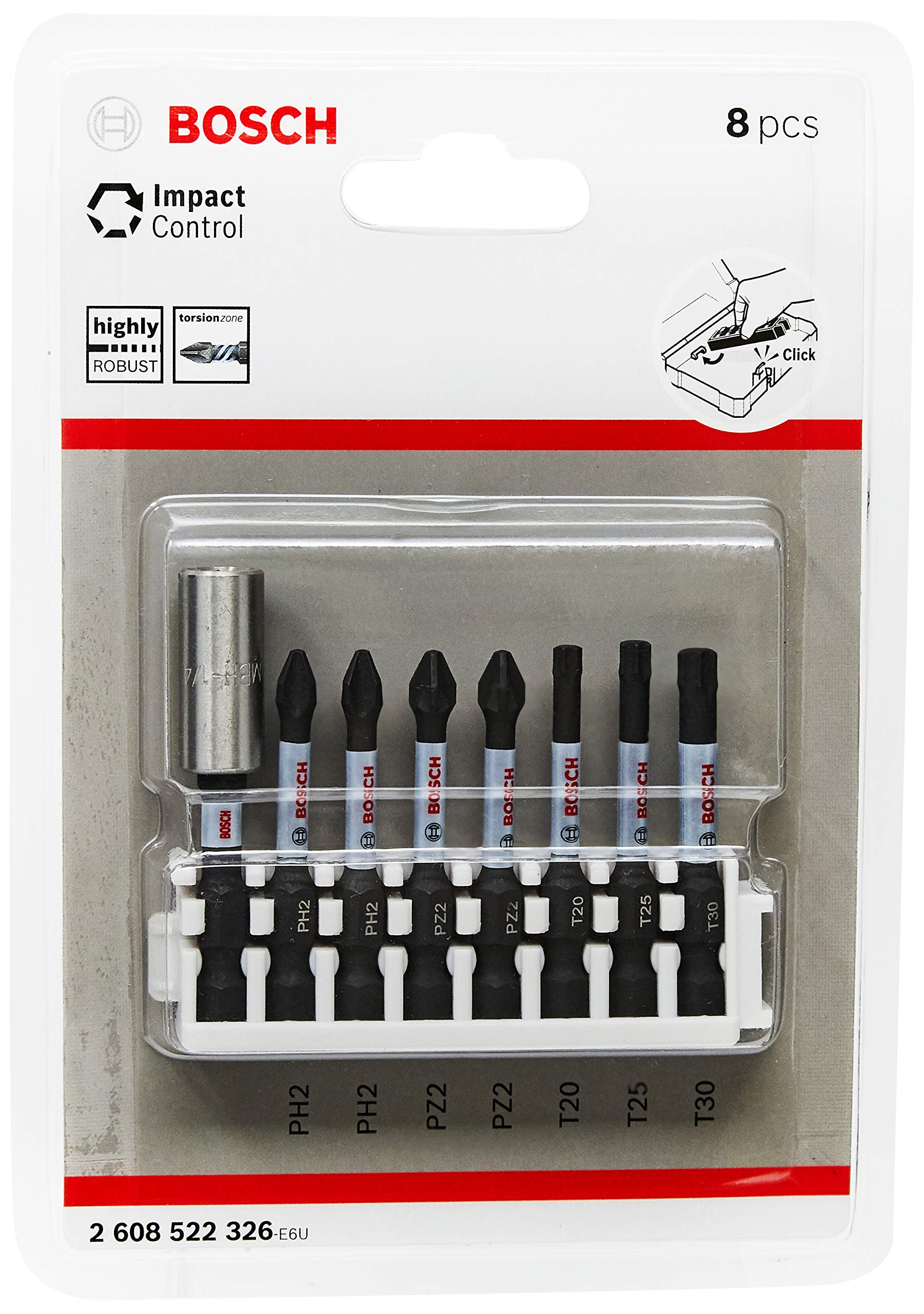 Bosch8X PRO Impact Set with Standard Bitholder and Pick and Click Index (170 x 120 mm, Professional Accessory Screwdriver, Screwdriver)