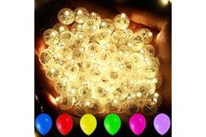 YOOUMOGA 50pcs LED Balloon Lights, Warm White Mini Round Balls, Long Standby Time Flash Light for Paper Lantern, Waterproof Tiny LED Lamp for Halloween Christmas Party