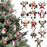 Syhood 36 Pcs Gym Christmas Ornaments Santa Weightlifter Ornament Funny Gym Dumbbell Fitness Weight Lifting Christmas Tree Wood Hanging Decoration Xmas Holiday Weightlifters Gifts, 12 Styles