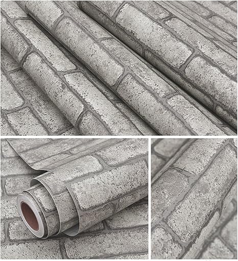 Peel Stick Self Adhesive Waterproof Vinyl Brick Pattern Wallpaper Wrap Roll 40 Inch X 6 5ft Large Roll Grey Brick Amazon Com
