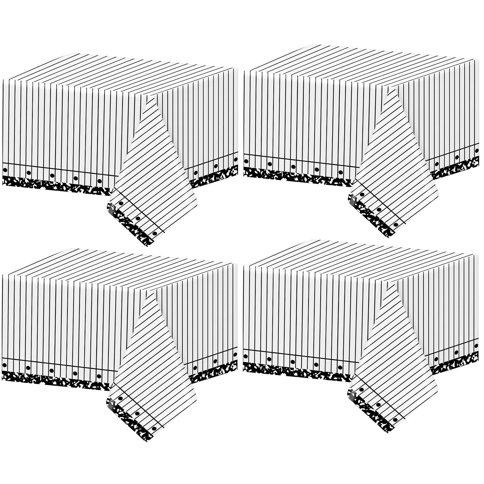 Photo 1 of Peryiter 4 Pcs Back to School Plastic Tablecloth 54 x 108 Inch Disposable Waterproof Table Cover for Back to School Teacher Appreciation Classroom Kindergarten Party Supplies(Notebook)