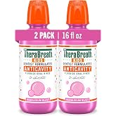 TheraBreath Kids Anticavity Fluoride Oral Rinse Bubblegum, 16 fl oz, 2-Pack | Strengthens Teeth &amp; Enamel, Alcohol Free &amp; Dye Free, Certified Organic, Bubblegum Blast Flavor