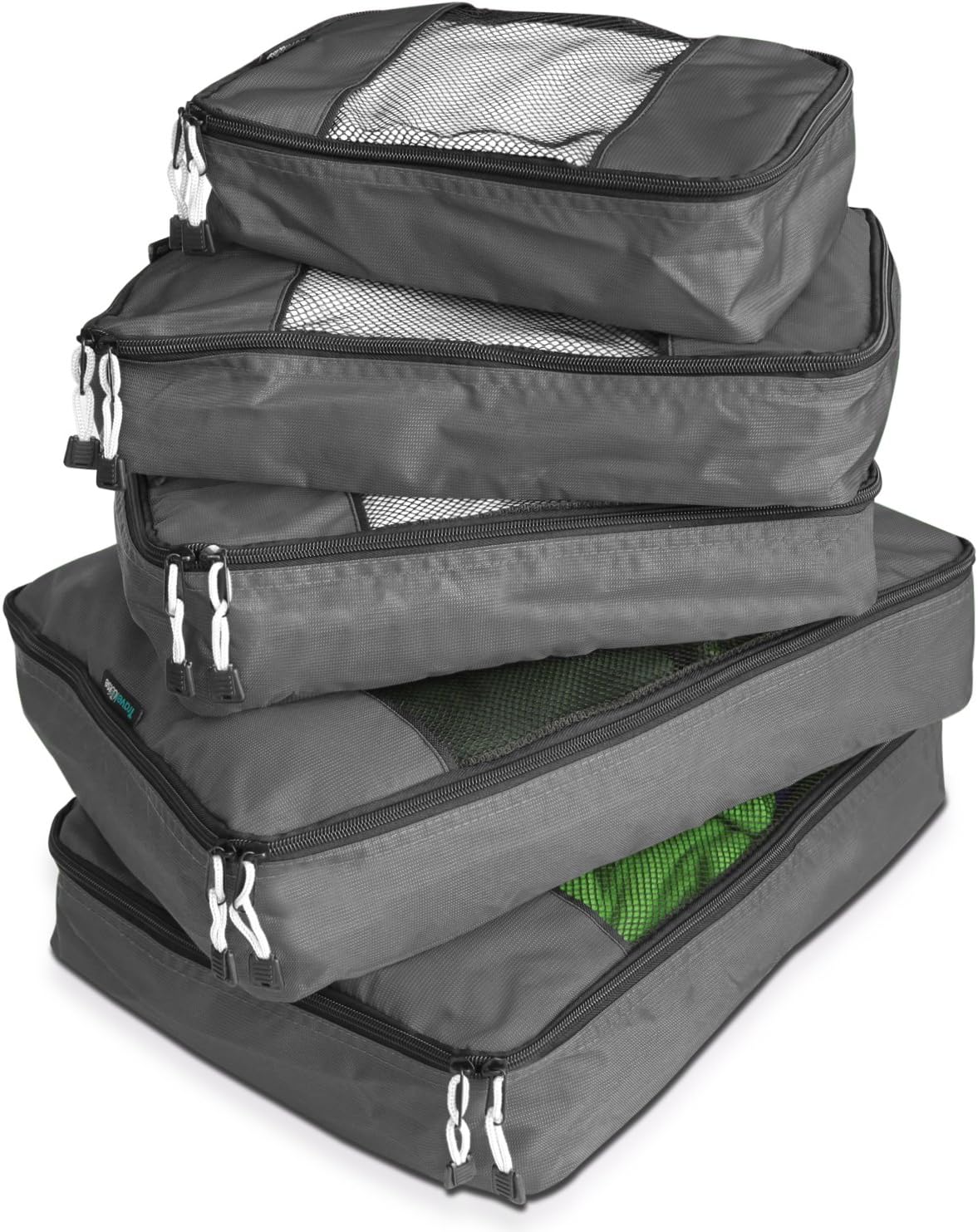 TravelWise Packing Cube System - Durable 5 Piece Weekender Plus Set [2014 Version] (Silver)