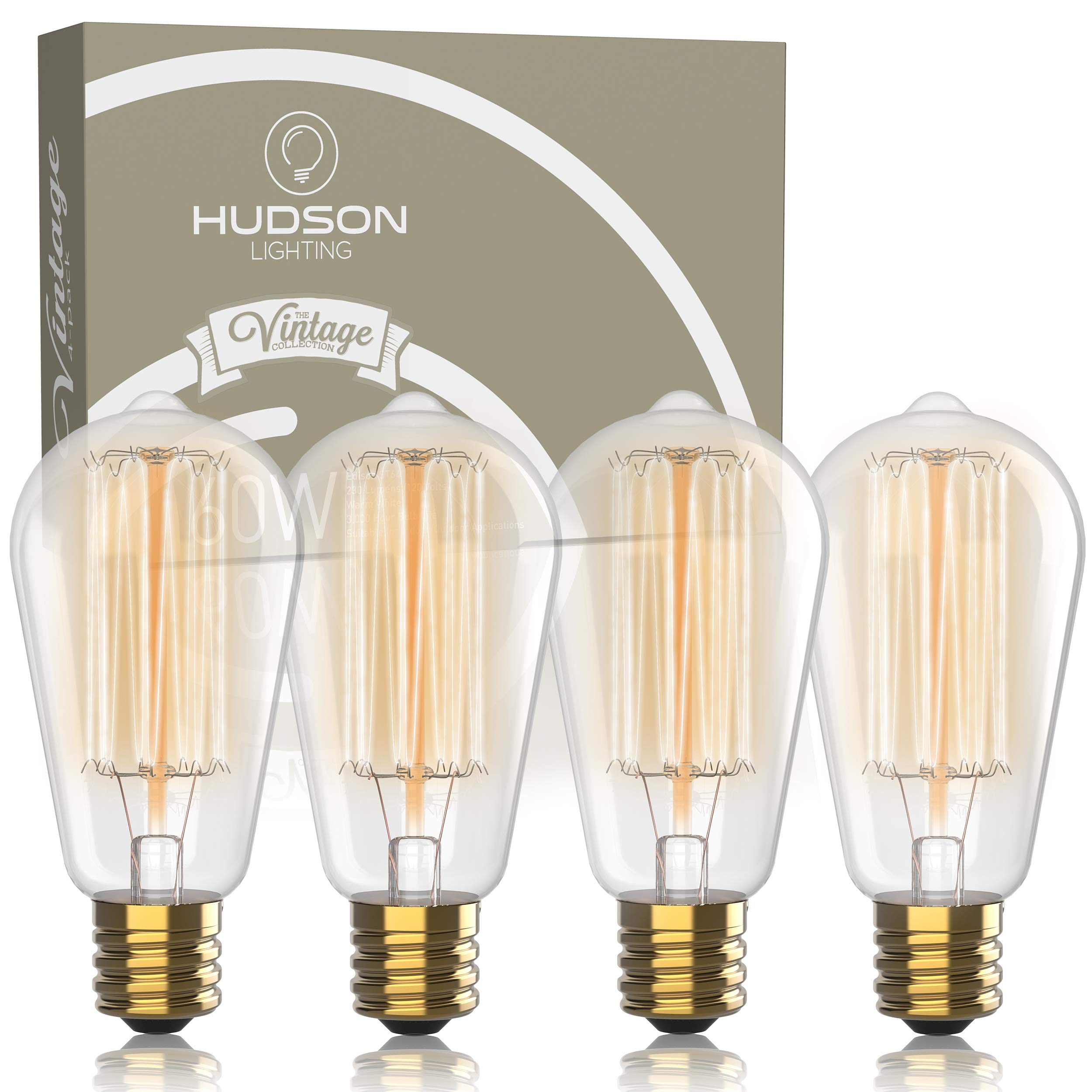 Vintage Incandescent Edison Light Bulbs 60 Watt, 2100K Warm White
