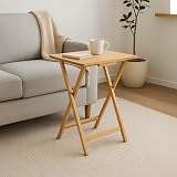 Home Vida Folding Snack Table Wood Natural - TV Dinner Laptop Desk view 2