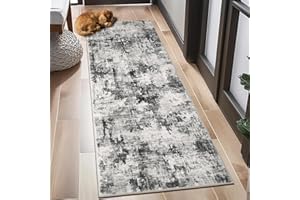 Gray Runner Rug 2×8ft, Washable Non-Slip Carpet Floor Rug for Long Hallway Bedroom