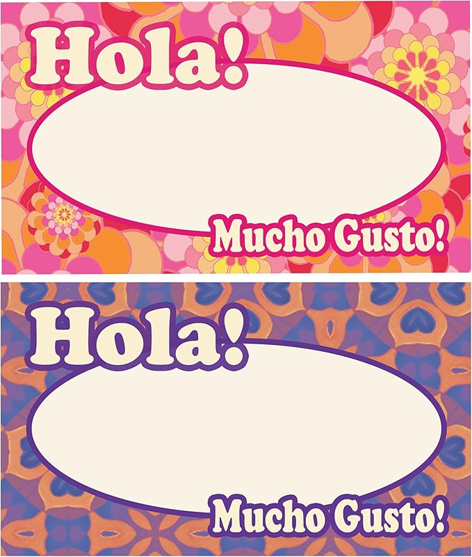 Amazon Spanish Party Name Tags Name Badge Writable Stickers 