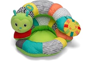 Infantino Prop-A-Pillar Tummy Time & Seated Support, Baby Floor Seat for Tummy Time & Early Sitting, Soft, Supportive, Engaging Toys, Caterpillar