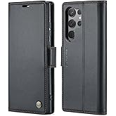 SINIANL for Samsung Galaxy S25 Ultra Wallet Case with RFID Blocking, S25 Ultra Case Wallet for Men Women with Card Holder Magnetic Clasp Kickstand Leather Book Folio Case for Galaxy S25 Ultra Black