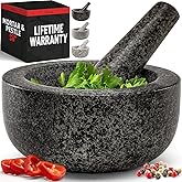 Priority Chef Heavy Duty Mortar and Pestle Set, 1.5 Cup, 100% Granite, Non Slip Base, Make Fresh Guacamole, Salsa, Pesto, Sto
