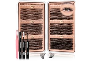 Higu clace Lash-Clusters-Kit 580pcs Eyelash Clusters 6 Styles Mixed 10-18MM,Natural Lash Extension Kit With Bond And Tweezer,