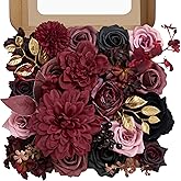 Faylifeway Artificial Flowers, Burgundy Silk Flowers for Centerpieces Decoration, Fake Cake Flowers for DIY Wedding Bridal Bouquets Home Party Floral Arrangement Decor