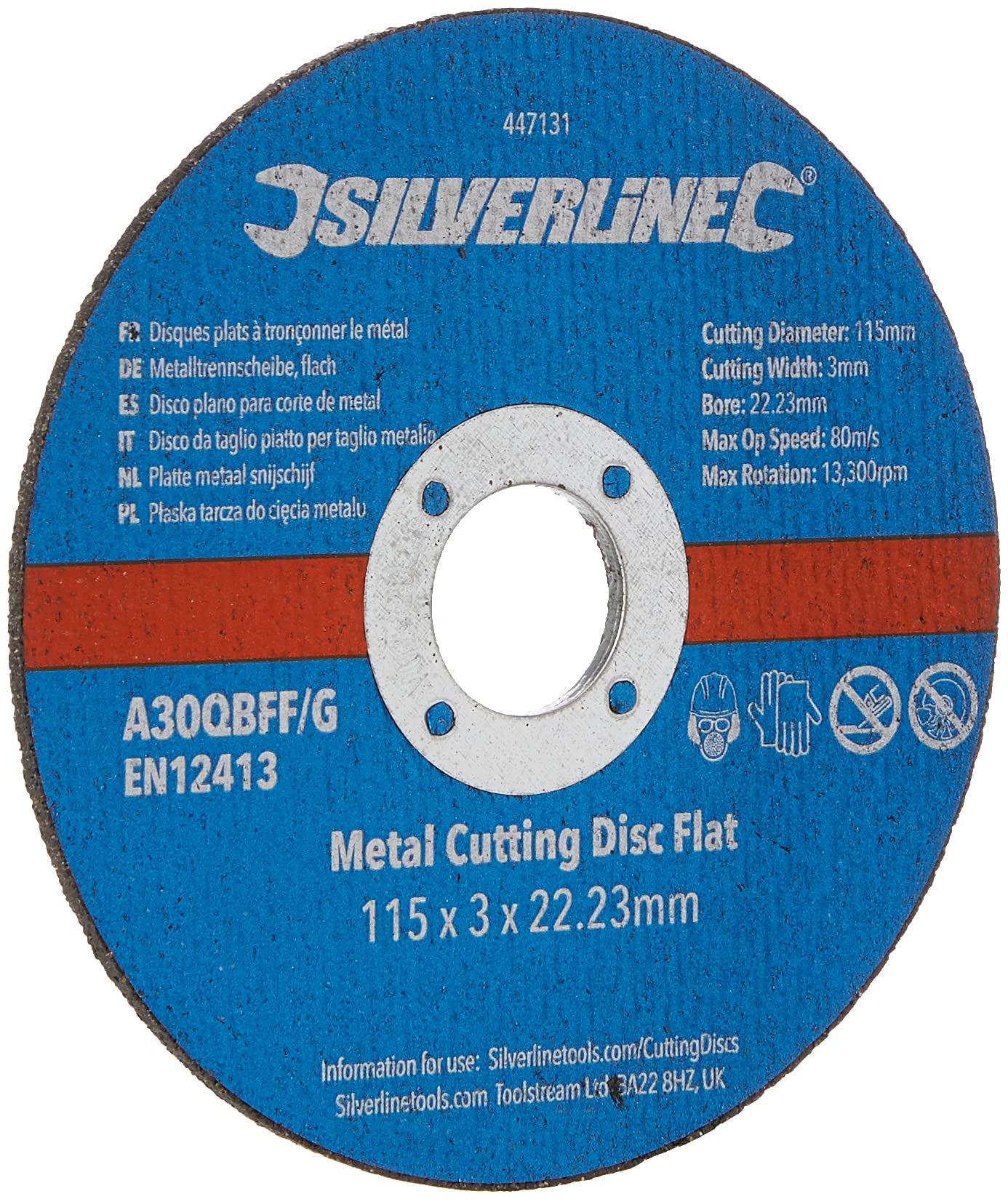 Silverline 447131 Metal Cutting Discs Flat 10pk 115 x 3 x 22.23 mm