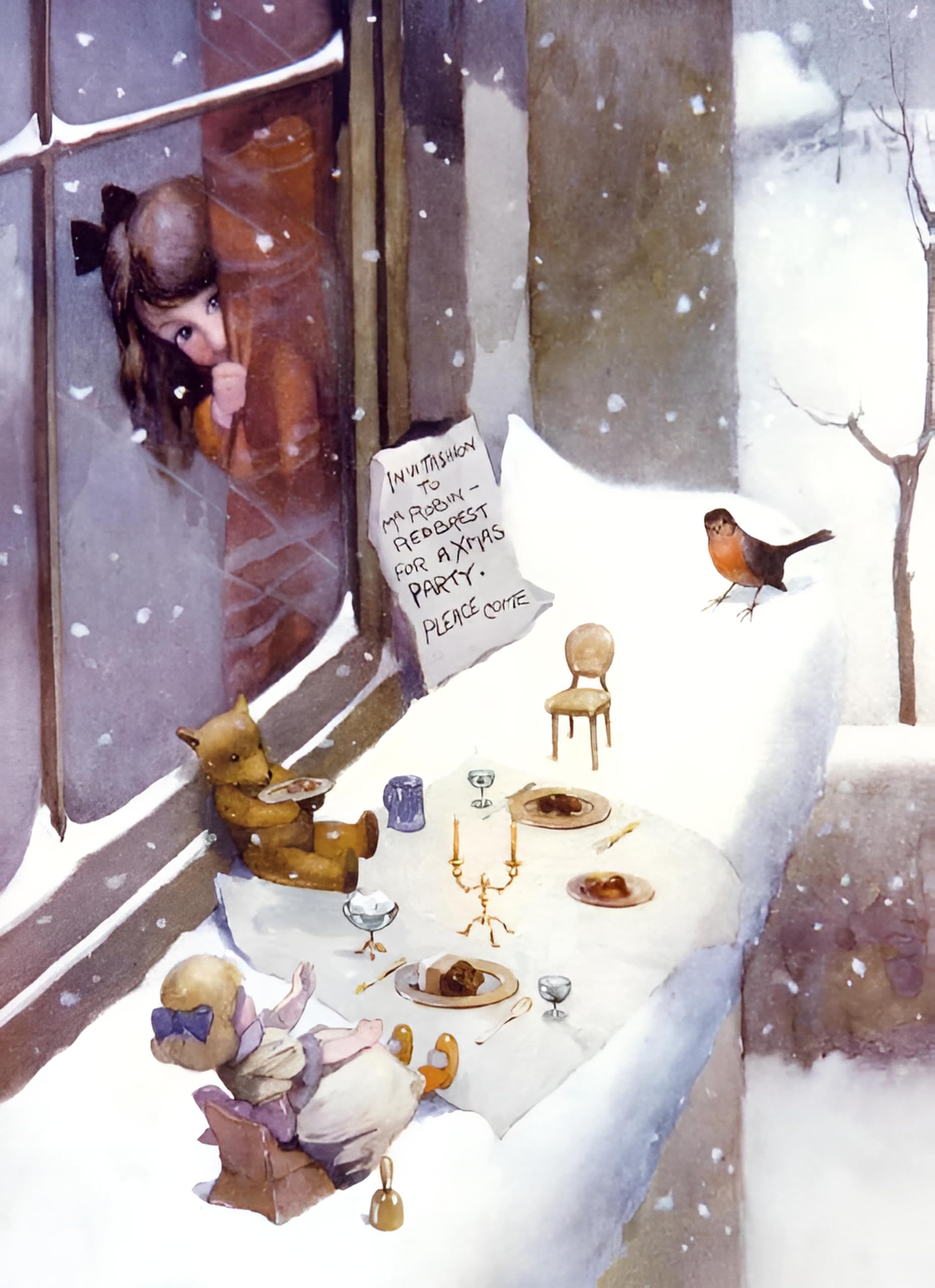 Museums & Galleries Charity Christmas Cards Pack of 8 - Snowy Robin Tea Party Design - Festive Christmas Cards Multipack - In Aid of UK Charities