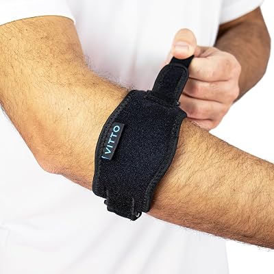 VITTO Elbow Support Tennis Elbow Strap Adjustable One Size Black