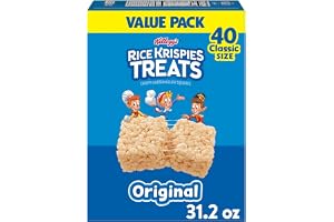 Rice Krispies Treats Crispy Marshmallow Squares, Kids Snacks, Cereal Bars, Original, 31.2oz Box (40 Bars)