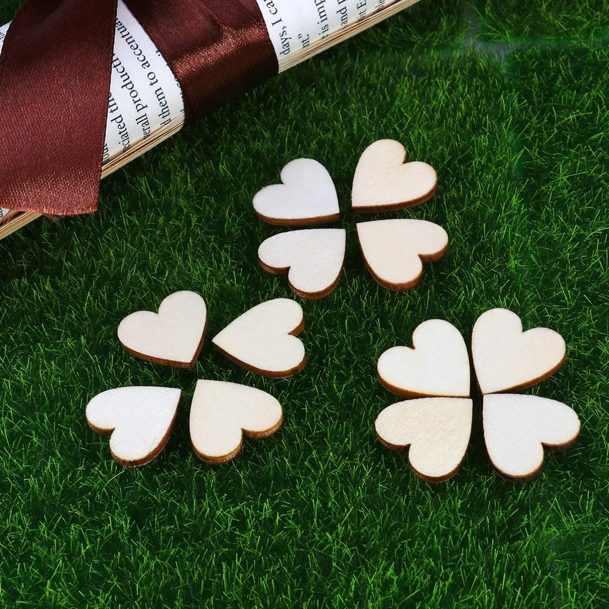 Vosarea Unfinished Wood Heart Shaped DIY Arts Crafts Scrapbooking Cutout for Wedding Decorations, Wood Color, 100pcs - Image 5